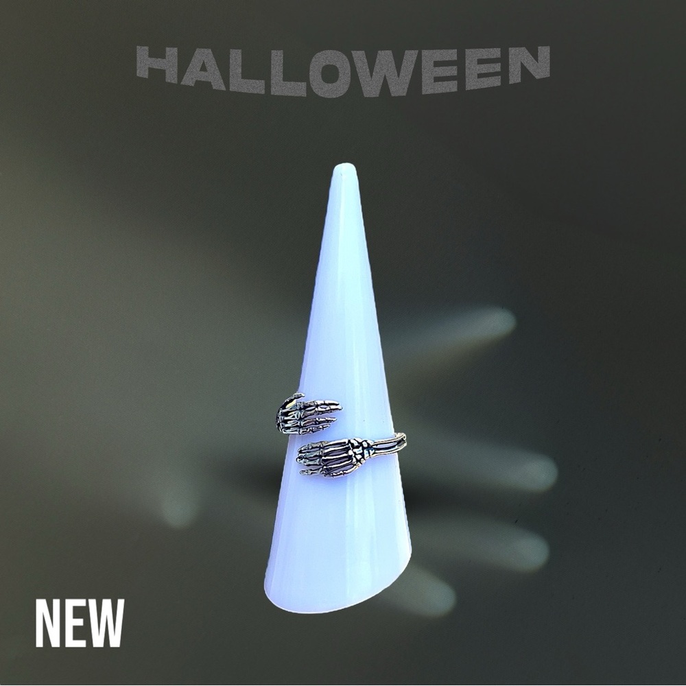New 925 Sterling Silver Halloween Vintage Skeleton Hand Ring - Picture 8 of 8